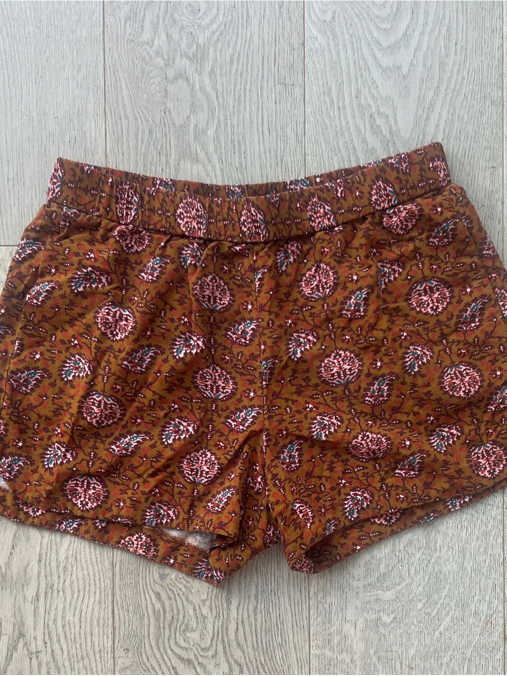 Madewell Women’s Size S Floral Print Elastic Waist Pull On Shorts Rust Pink